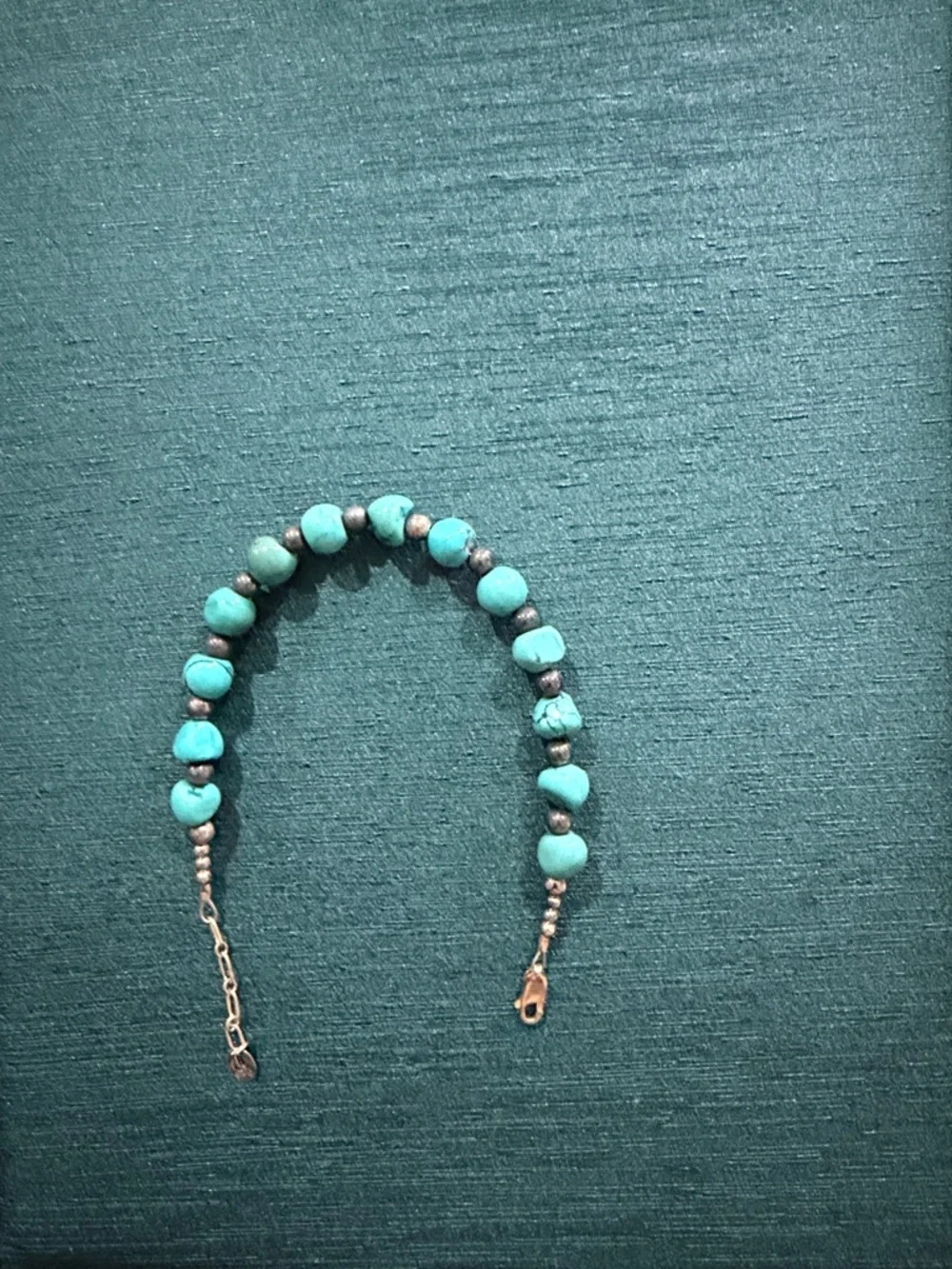 Carolyn Pollack Relio turquoise silver sterling beaded 9” bracelet. - Picture 1 of 2